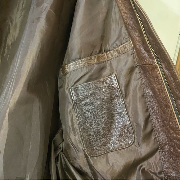 LM Jackets 2X Men’s Distressed Brown Leather Bomber Aviator Coat NWT - Picture 12 of 14
